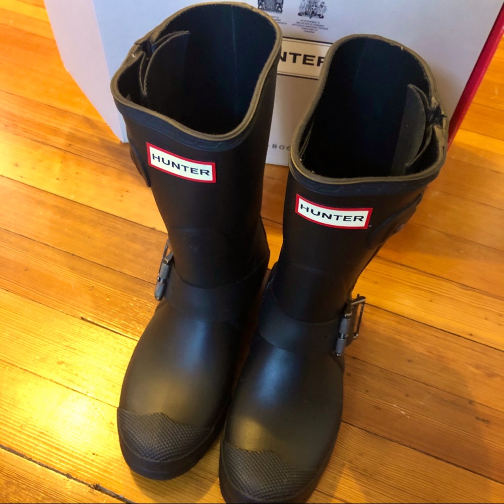 Hunter Original Short Biker Rain Boots Size 6F/37